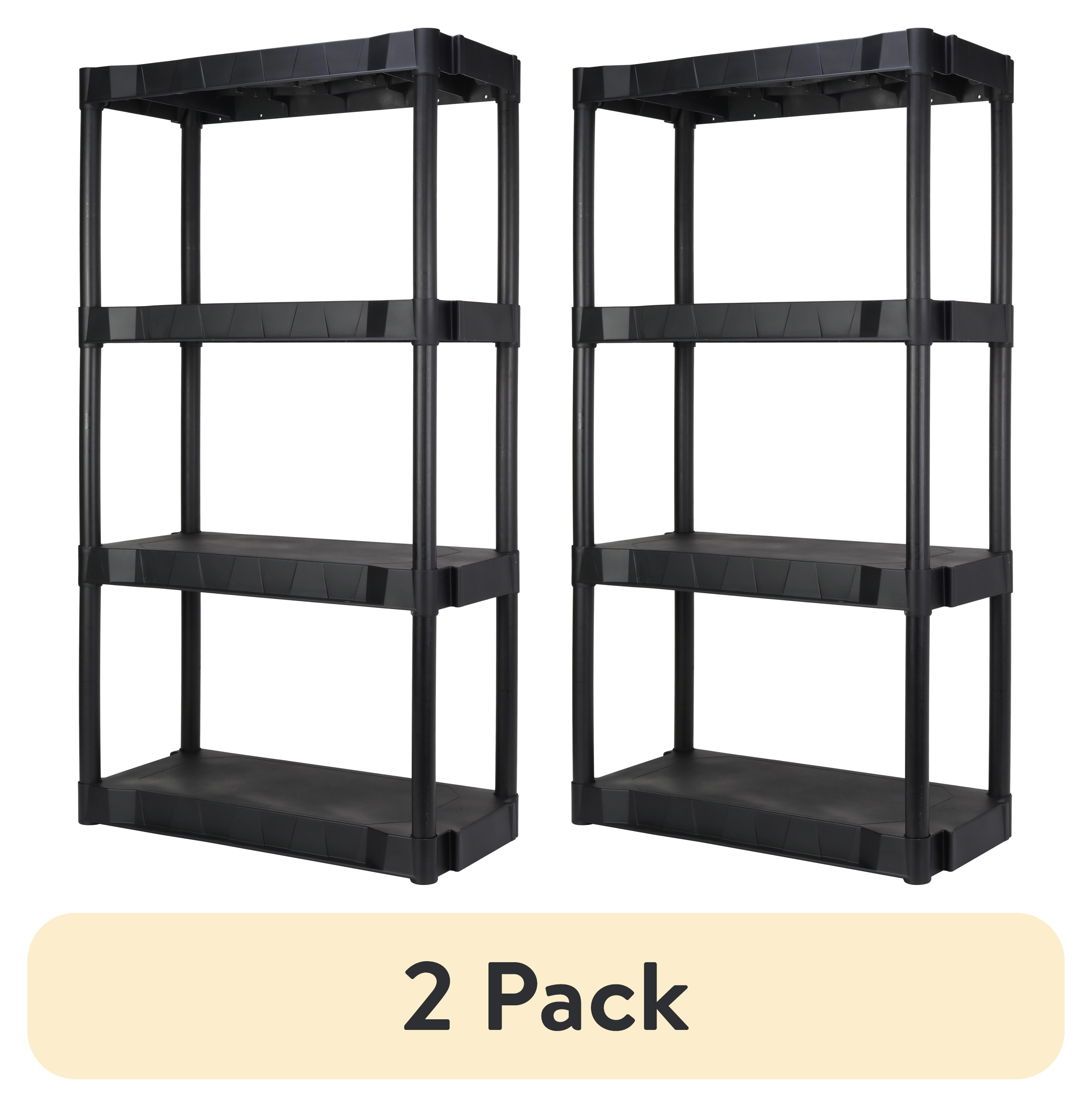 Hyper Tough Black Plastic 4-Tier 56.2" H x 30"" W x 13.8" D, 280lb Total Capacity