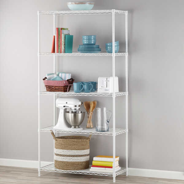 Hyper Tough 5-Tier Wire Storage Shelves, 36" W x 16" D x 72" H, 1750 lb Load Capacity, Black