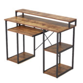 JOMEED Computer Desk with Monitor Shelf for At-Home Office, Brown/Black