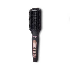 L'ange Hair Le Vite Hair Straightener Brush | Heated Hair Straightening Brush Flat Iron, Black