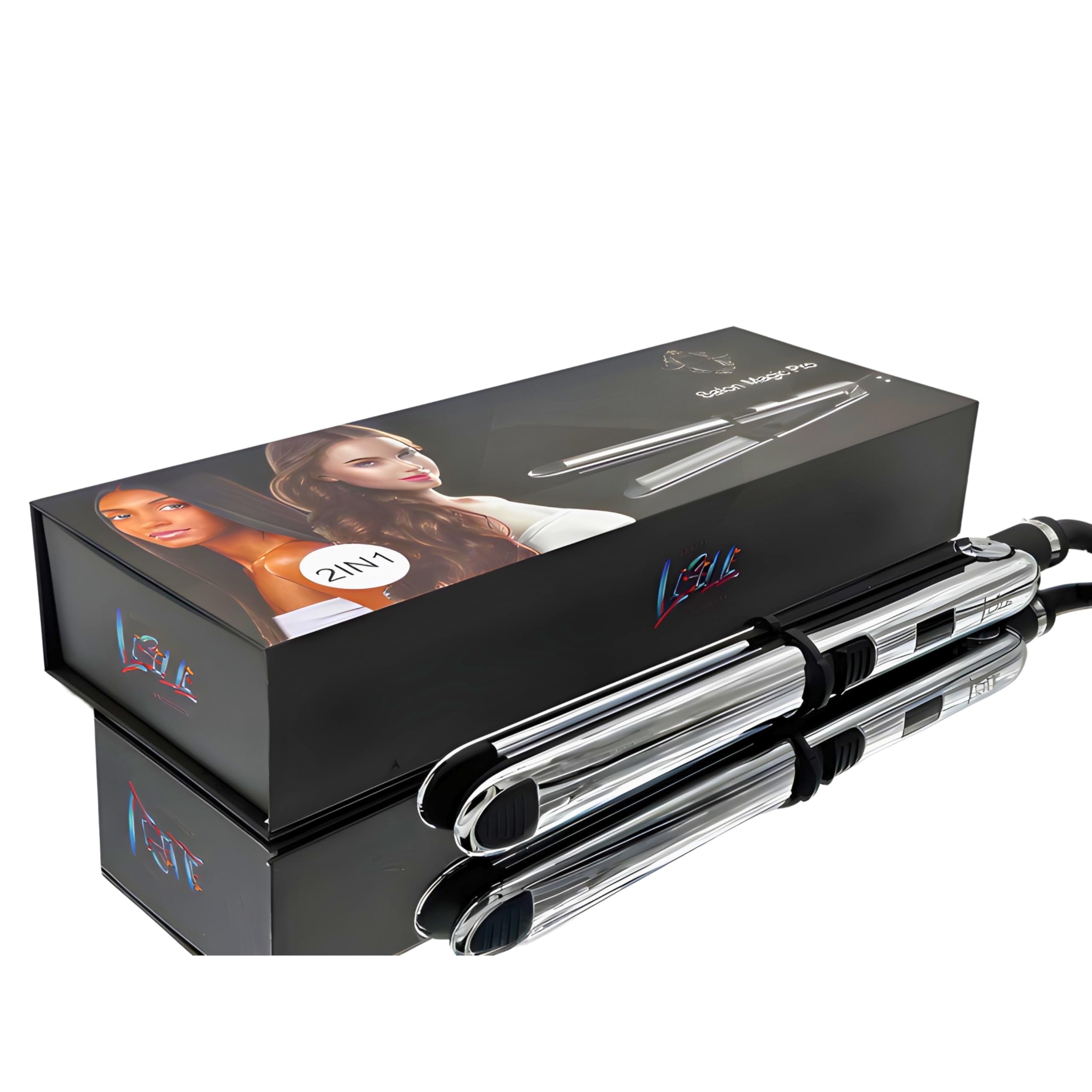Liselle Beauty Products Salon Magic Pro Flat Iron - Titanium Plates, LCD Display, Adjustable Heat 450&degF