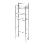 Mainstays 3-Shelf Over the Toilet Steel Freestanding Storage Shelf Unit, Silver, Holds up to 30 lb Capacity