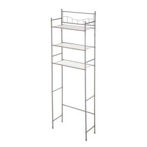 Mainstays 3-Shelf Over the Toilet Steel Freestanding Storage Shelf Unit, Silver, Holds up to 30 lb Capacity
