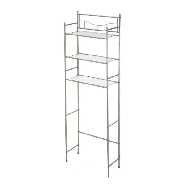 Mainstays 3-Shelf Over the Toilet Steel Freestanding Storage Shelf Unit, Silver, Holds up to 30 lb Capacity