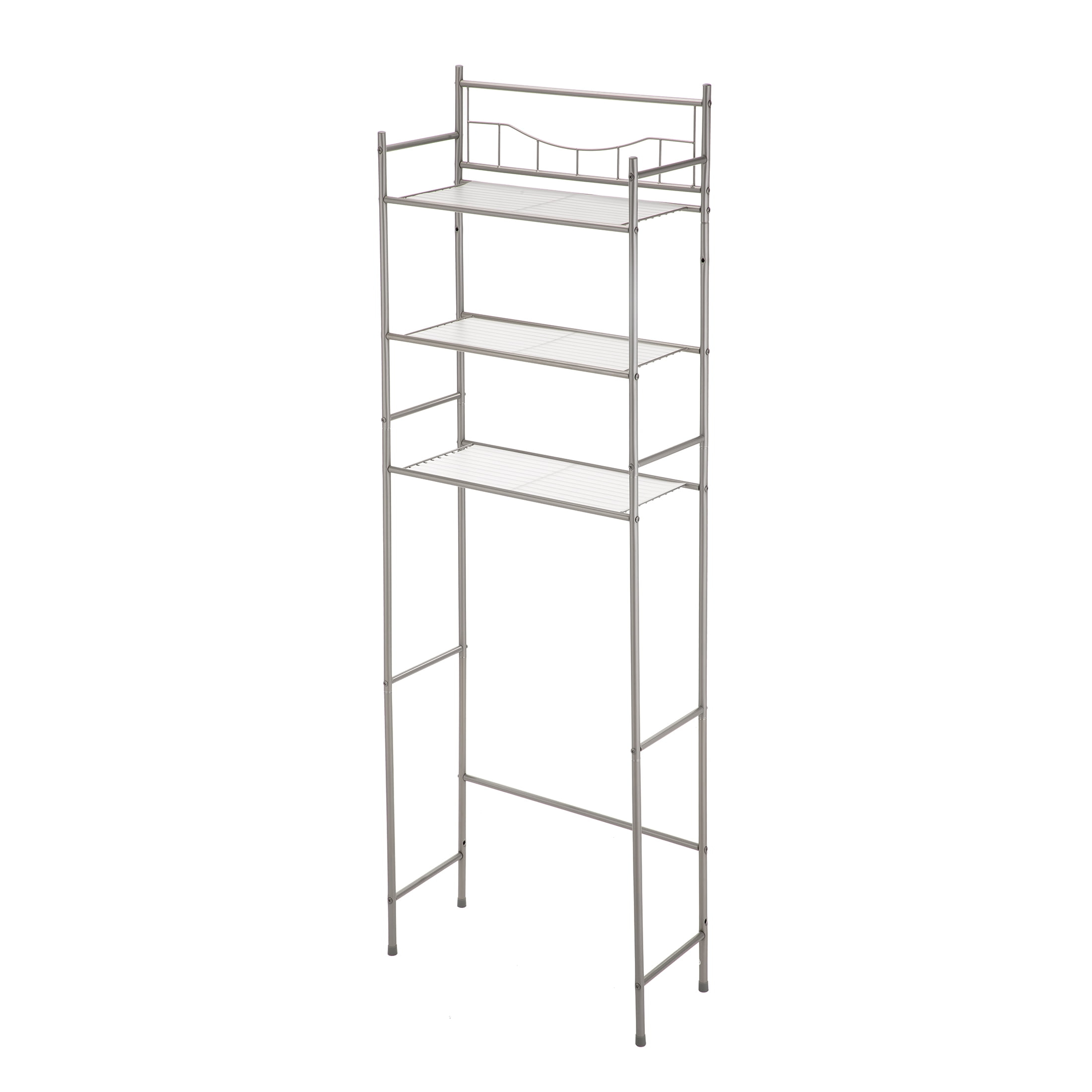 Mainstays 3-Shelf Over the Toilet Steel Freestanding Storage Shelf Unit, Silver, Holds up to 30 lb Capacity