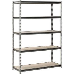 Muscle Rack 48"W x 18"D x 72"H 5-Shelf Steel Freestanding Shelves, Silver