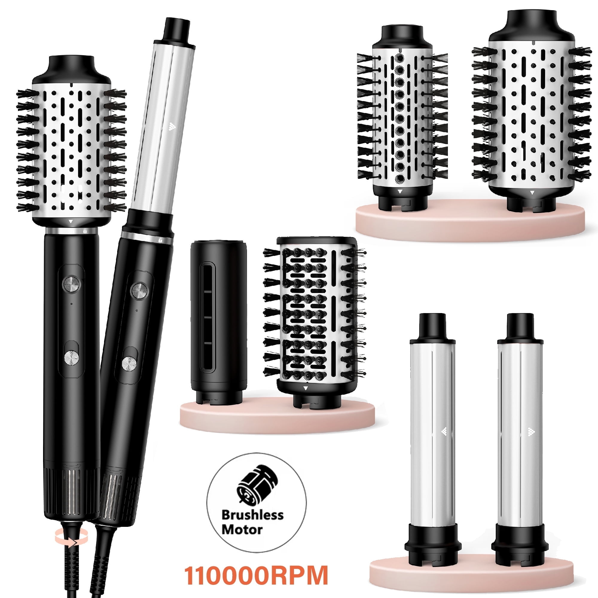 NICEBAY Hair Dryer Brush, Hot Air Brush with 110000RPM Brushless Motor, Blow Dryer 1300W, Plastic