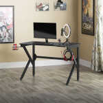 Studio Designs Saga Black Metal Gaming Desk with Cup Holder