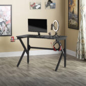 Studio Designs Saga Black Metal Gaming Desk with Cup Holder