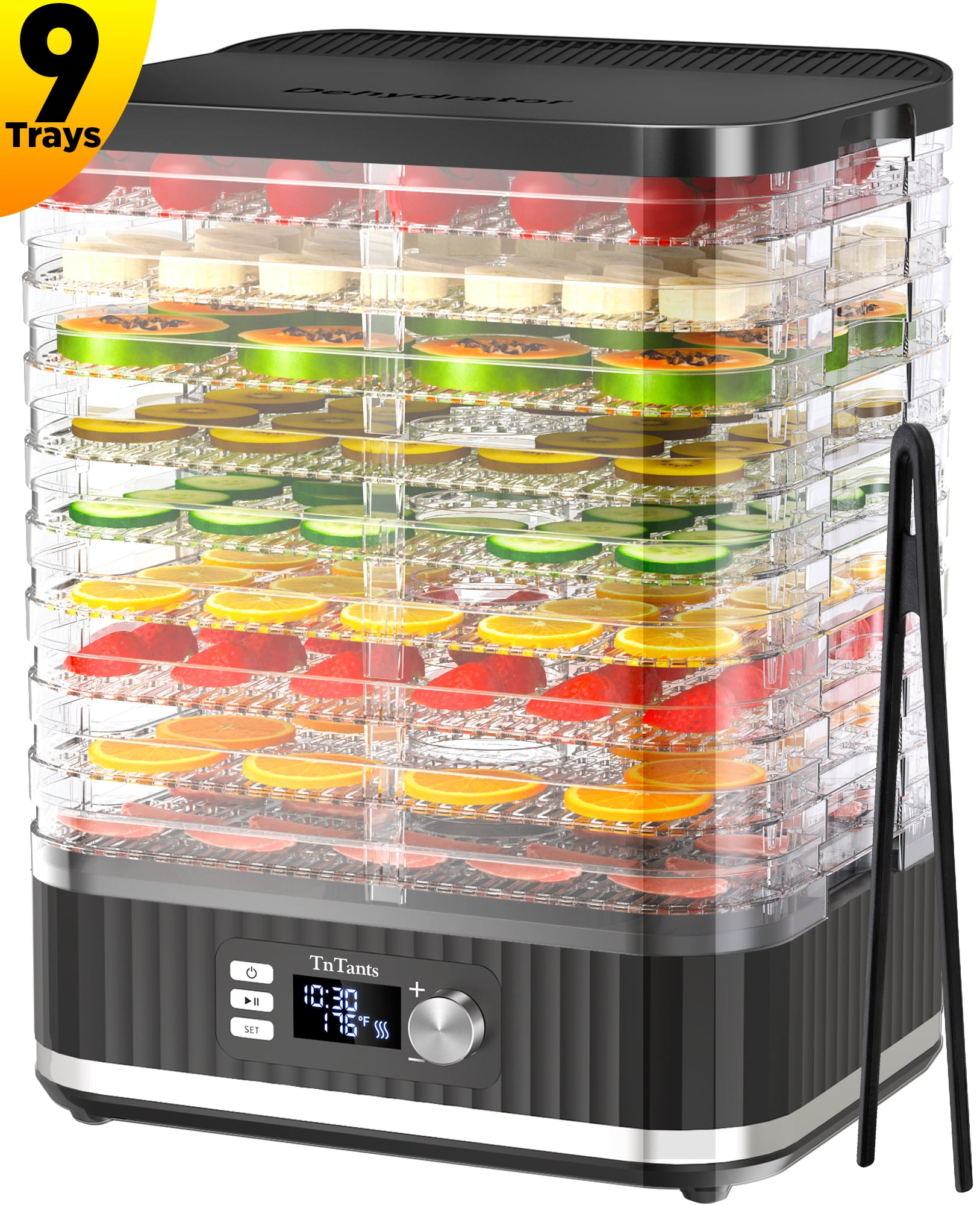 TNTANTS 9-Tray Food Dehydrator Machine, Dehydrator for Food and Jerky with 24H Timer and 95-176&8457 Temperature Control, for
