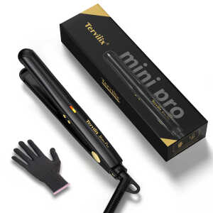 Terviiix 1/2'' Travel Hair Straightener for Heat Adjustable, Mini Portable Ceramic Flat Iron, Black