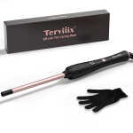 Terviiix Small Barrel Curling Wand, 3/8" Thin Curling Iron with Adjustable Heating, Black