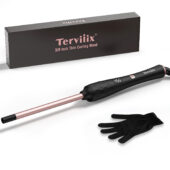 Terviiix Small Barrel Curling Wand, 3/8" Thin Curling Iron with Adjustable Heating, Black