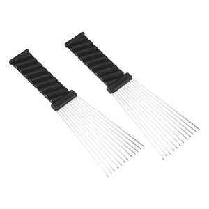 Unique Bargains 2Pcs Metal Hair Pick Afro Comb for Curly Hair Afro Picks Hairdressing Styling Tool Black 9.05"x2.75"