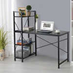 Utopia Alley Computer Desk with Shelves - 47-inch Black Metal Desk with 4-Tier Storage Bookshelves, Rustic Brown & Black Black