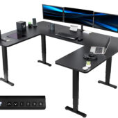 VIVO Black U-Shaped 83" x 60" Height Adjustable 4-Leg Electric Standing Desk