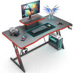Vineego 47 inch Gaming Desk Computer Desk with Monitor Stand and Cup Holder, Black