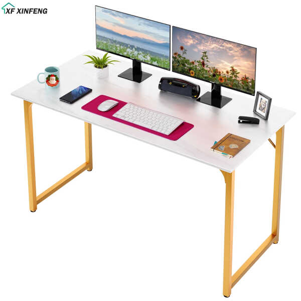 XF XINFENG 47.2 in Adult/Student/Office/Home Desks, Gold, White