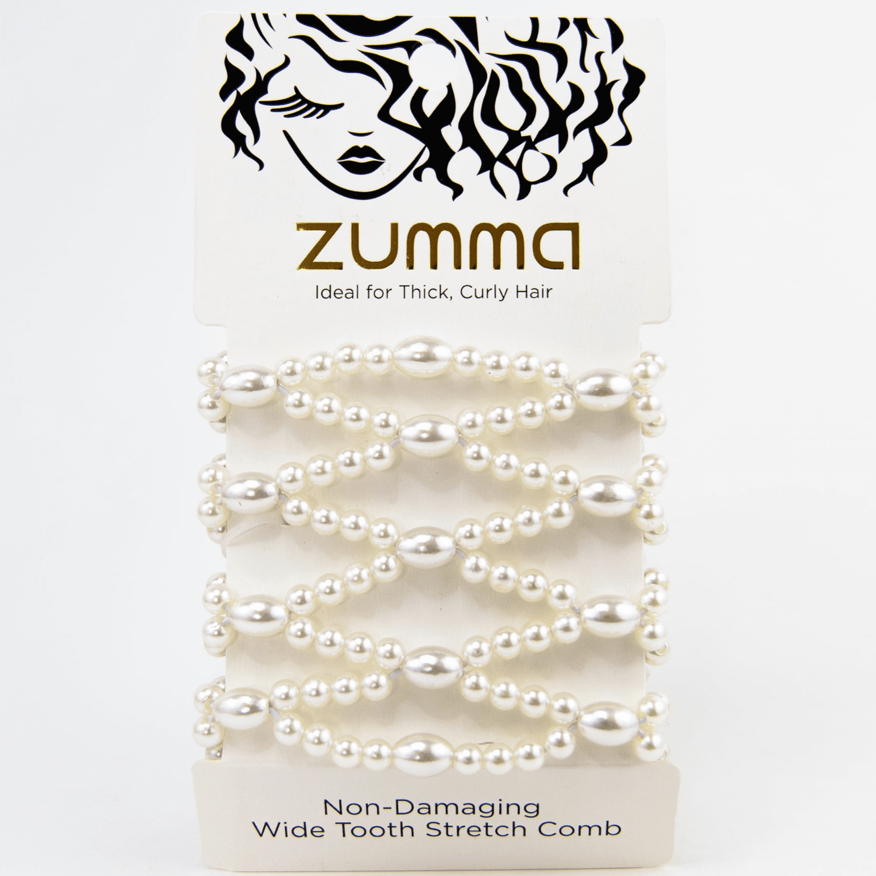 Zumma 3.5 inch Non-Damaging Stretch Comb for Women, White Pearl