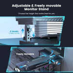 Upgo L Shaped 47" Gaming Desk with LED Lights & Adjustable Stand, Power Outlets & Storage Drawer for Adult and Teen