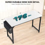 CONCETTA Computer Desk, 31 Inch with Storage Bag and Iron Hooks for Home, Office, Black