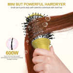 DAN Travel Hair Dryer Brush Nano Titanium Blow Dryer Brush Dual Voltage,Mini Oval Hot Air Brush,2 inch One Step Hair Dryer &