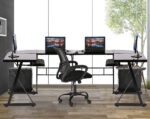 BestOffice Modern Easy Assembly L Shape Desk with Keyboard, Black
