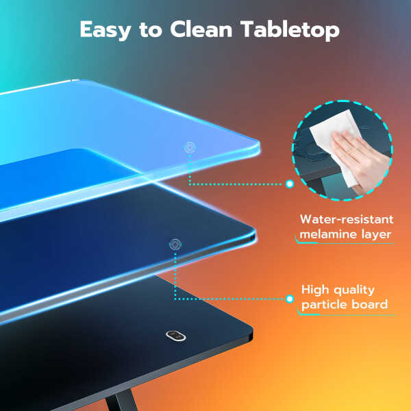 ARES WING 47" Gaming Table with LED Light, Computer Desk for Adult, PC Ergonomic Table White