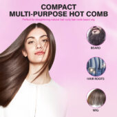 DAN Technology 2 in 1 Electric Hot Comb Iron 450 for Black Hair Wigs Beard,Double Side Teeth Creamic Heat Pink Pressing Comb