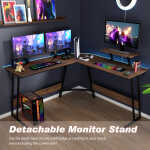PayLessHere L Shaped Desk Corner Gaming Desk Computer Desk for Adults,Black,29"H