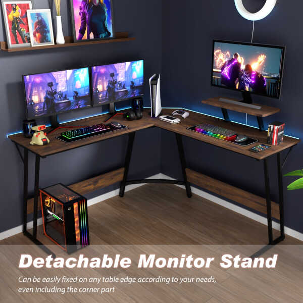 PayLessHere L Shaped Desk Corner Gaming Desk Computer Desk for Adults,Black,29"H