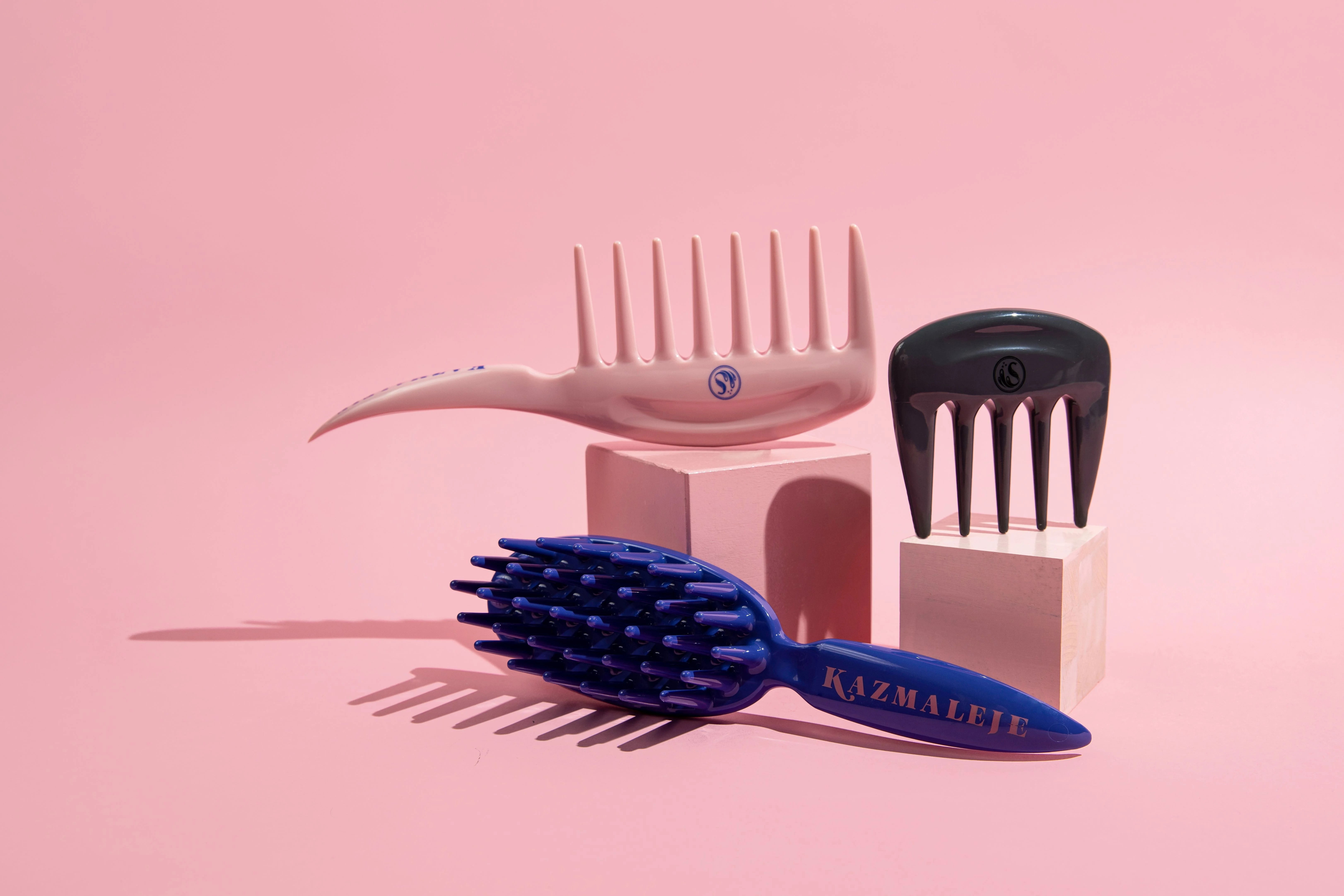 KAZMALEJE Kurls Plus Wide Tooth Hair Comb, Rose