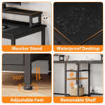 GIKPAL L Shaped Computer Desk, Reversible Gaming Desk with Drawers, Corner Desk with Storage Shelves & Monitor Stand, Home