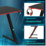 NiamVelo 47 inch Gaming Desk, Z-Shaped PC Computer Table Ergonomic Gamer Workstation with Headphone Hook for Home Office, Red