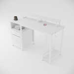47" Office Desk with Power Outlet, 2 Monitor Stands, 2 Drawers, Side Pocket, Easy to Assemble, Frame stability Reversible, Use