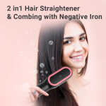 KIPOZI Hair Straightener Brush, Cordless Hair Straightener Brush Portable Hot Comb Straightener, USB Rechargeable & 3 Temp