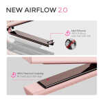 TYMO 360&deg Airflow Curling Iron, Flat Iron Hair Straightener and Curler 2 in 1, 5 Temps & Dual Voltage, 1.25 Inch, Pink
