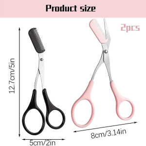 Eyebrow Scissors with Professional Stainless Steel Comb, Eye Trimmer Scissors with Mini Comb, Safety Design, Compact Size, for