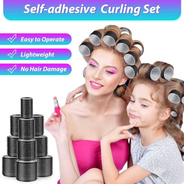 Hair Rollers set, Self Grip Hair Rollers for Long Medium Short Hair, ELASO Jumbo Large medium Hair Curlers