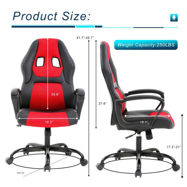 YRLLENSDAN Gaming Collection Z-Shaped Desk with Headphone Hook and Adjustable Feet, Blue