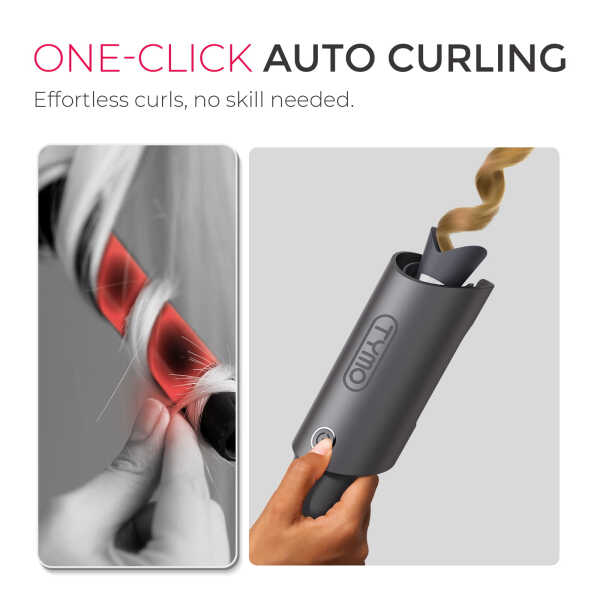 TYMO CURLPRO Automatic Curling Iron, Rotating Hair Curler for Lasting Beach Waves, 500M Ionic, Dual Voltage & Lightweight, 1