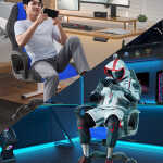 YRLLENSDAN Gaming Collection Z-Shaped Desk with Headphone Hook and Adjustable Feet, Blue