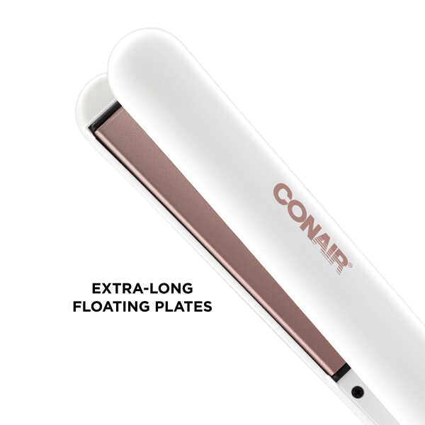 Conair Double Ceramic Flat Iron, 1.0-Inch, Straight & Shine, For All Hair Types and Textures, Rose Gold CS221N