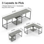 JOZ 59" L Shaped Gaming Desk, Two-Way Convertible Computer Desk with Storage Shelves for Rooms, Corner and Home Office in Rock