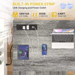 Homieasy L Shaped Desk with Power Outlet & USB Ports, 86.6'' Reversible L-Shaped Gaming Desk with Monitor Stand & LED Strip, 2