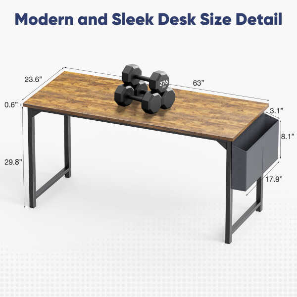 CONCETTA Computer Desk, 31 Inch with Storage Bag and Iron Hooks for Home, Office, Black