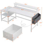 EnHomee 56.5" Computer Desk with Monitor Stand, Office Desk with Fabric File Cabinet, Gaming Computer Desk for Home Office