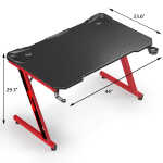 Homall 44 Inches Z-Shaped Gaming Desk Carbon Fiber Surface Desk with Cup Holder & Headphone Hook, Black
