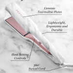 FoxyBae White Marble Rose Gold Flat Iron - Ceramic Tourmaline Technology - Hair Straightener with Negative Ions - Straightens &