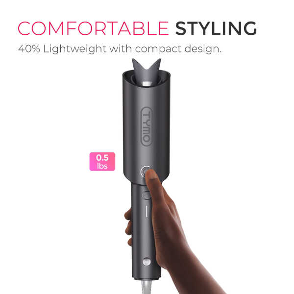 TYMO CURLPRO Automatic Curling Iron, Rotating Hair Curler for Lasting Beach Waves, 500M Ionic, Dual Voltage & Lightweight, 1